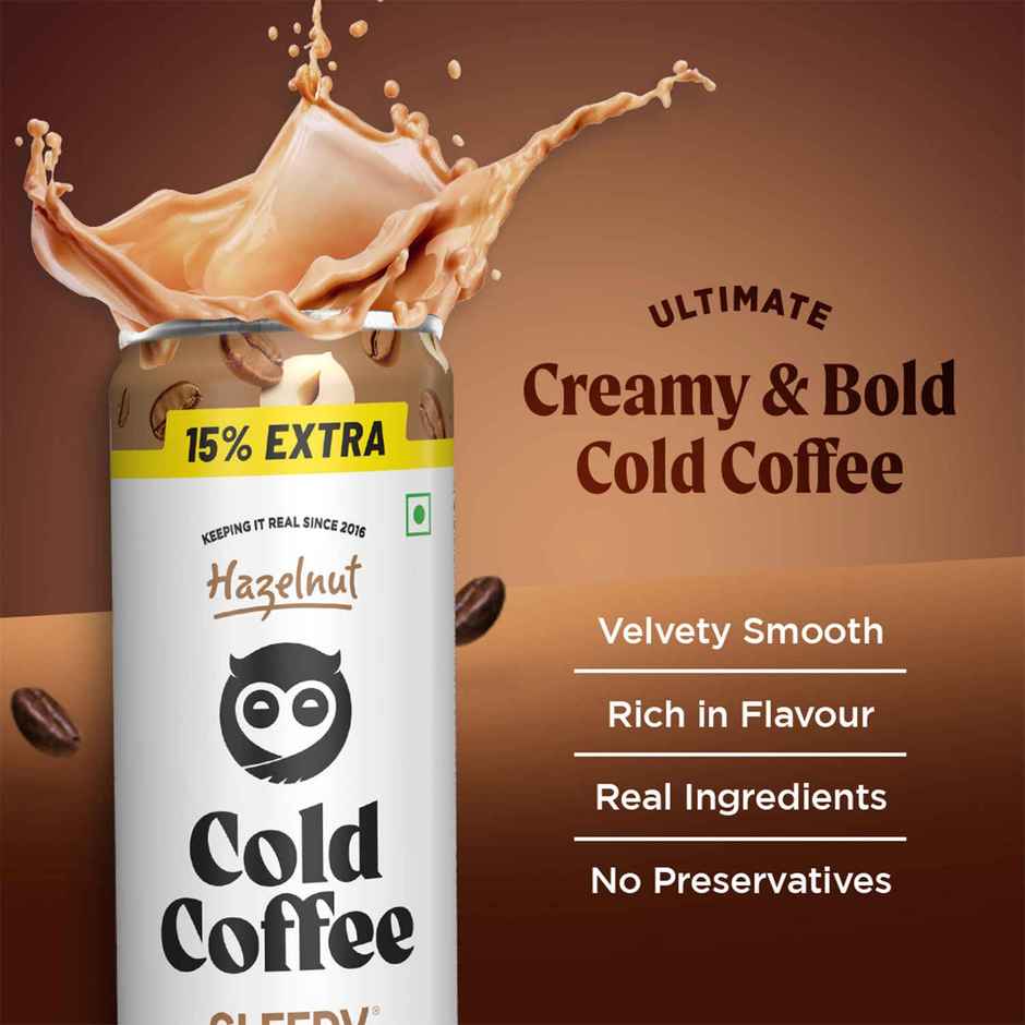 Sleepy Owl Hazelnut Cold Coffee Can | Ready to Drink Coffee Beverage