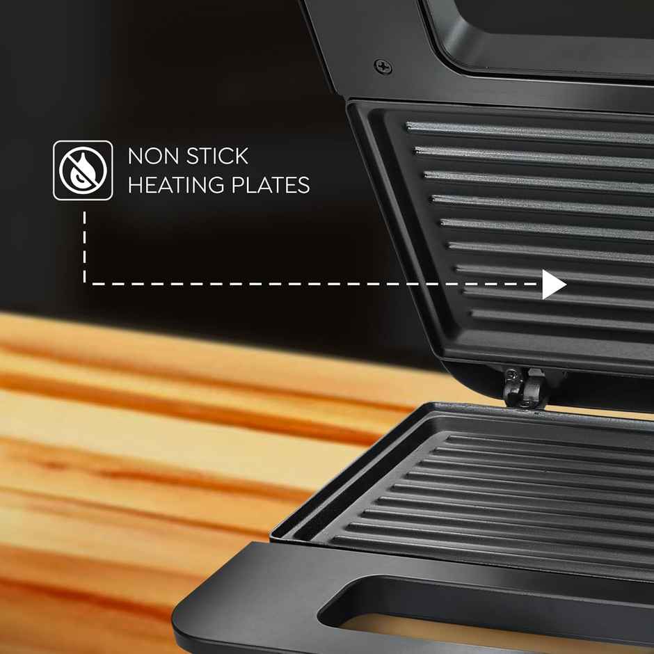 Judge By Prestige Sandwich Maker 04, 800 Watts, Non-Stick Heating Plates, 1 Year Warranty, Black