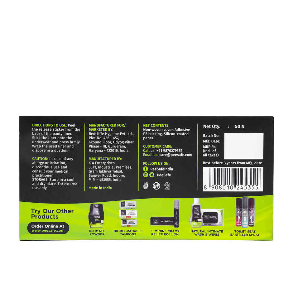 Pee Safe Aloe Vera Panty Liners for Everyday Protection