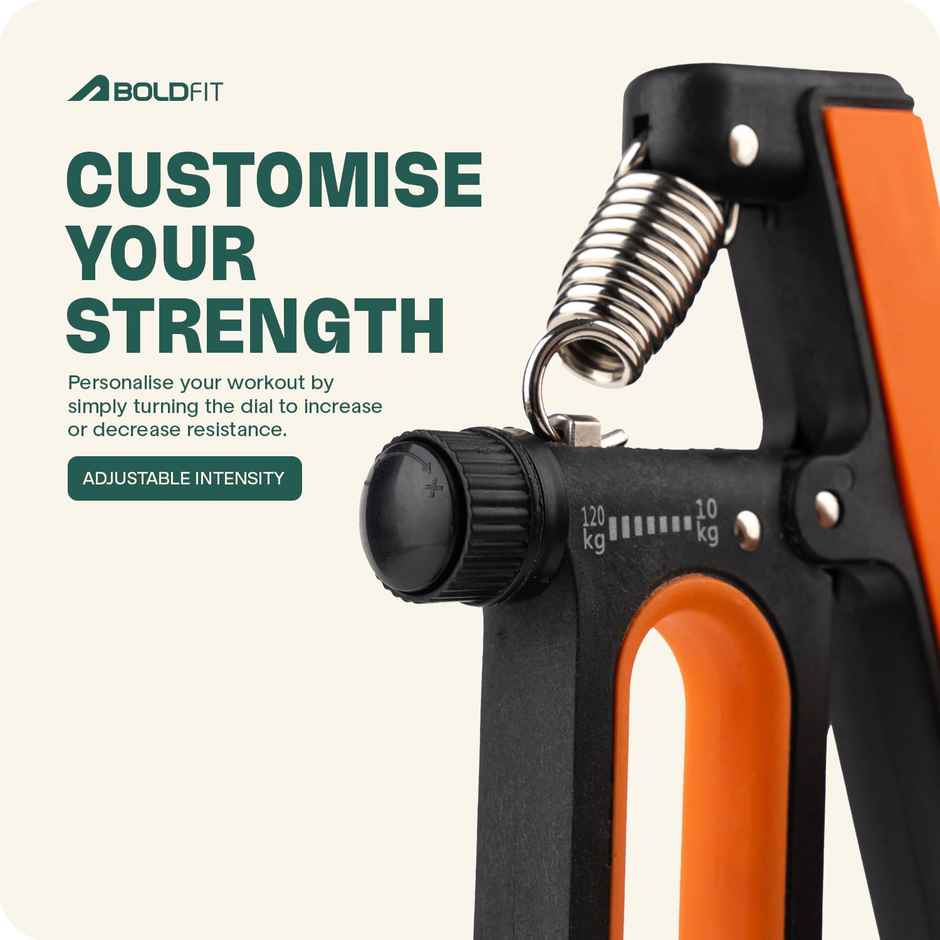 Boldfit Heavy Hand Gripper 120 Kg Adjustable Professional Hand Grip - Blackorange