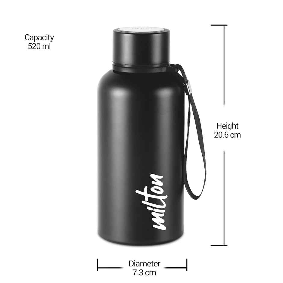 Milton Stainless Steel Aura 500 Thermosteel Bottle | Black | 520 ml
