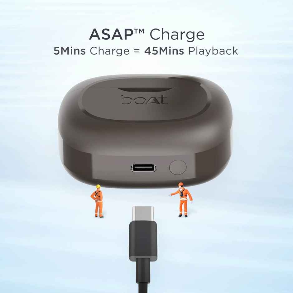 boAt Airdopes 393 ANC TWS Earbuds W/ 32db Hybrid ANC, Quad Mics With Enx Tech(Davy's Grey)