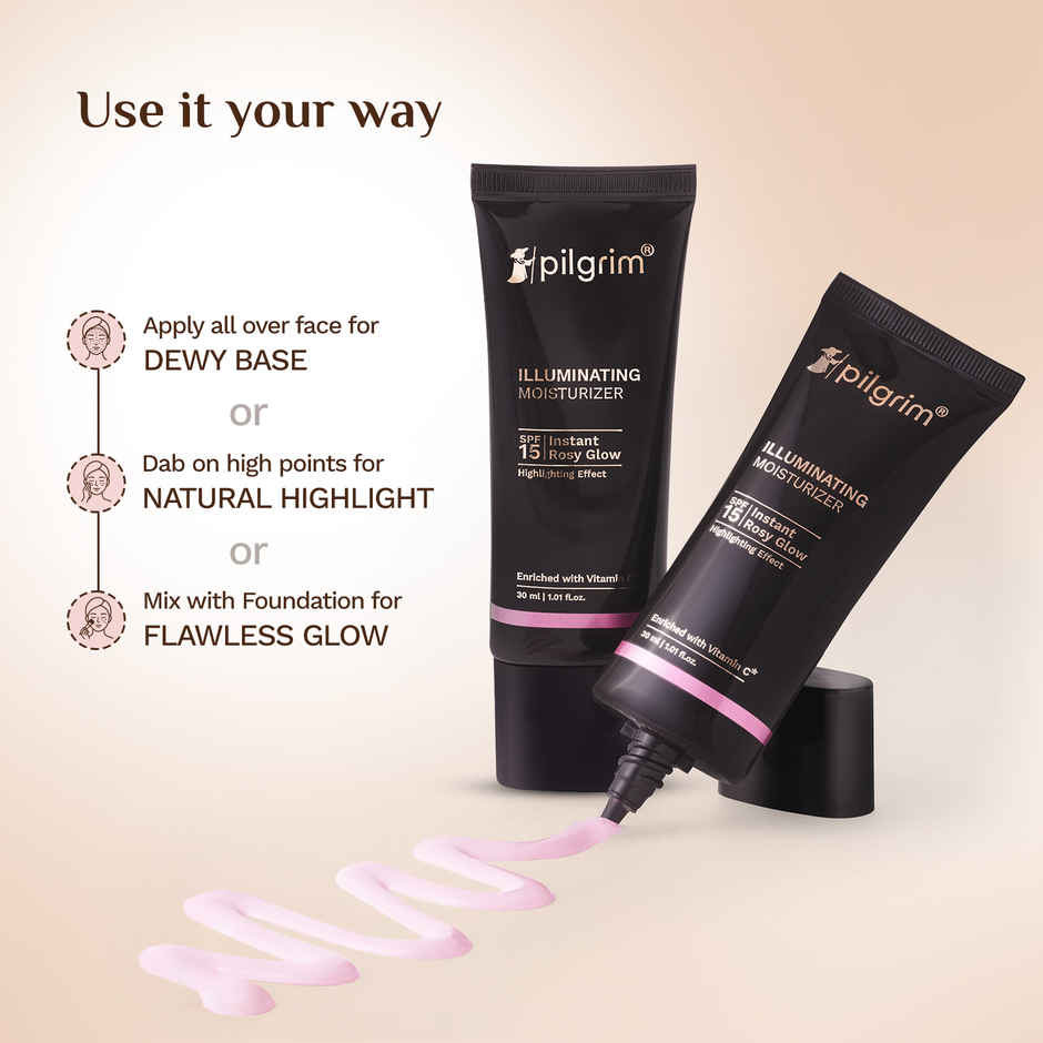Pilgrim Illuminating Glow Highlighting Moisturizer SPF 15 with Vitamin C Instant | Rosy Finish