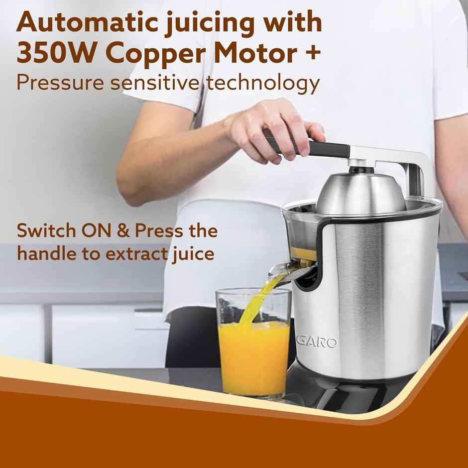 Agaro Regency Electric Citrus Juicer - 350W | 650 ml | Pulp Regulator | AC Motor - Black & Silver