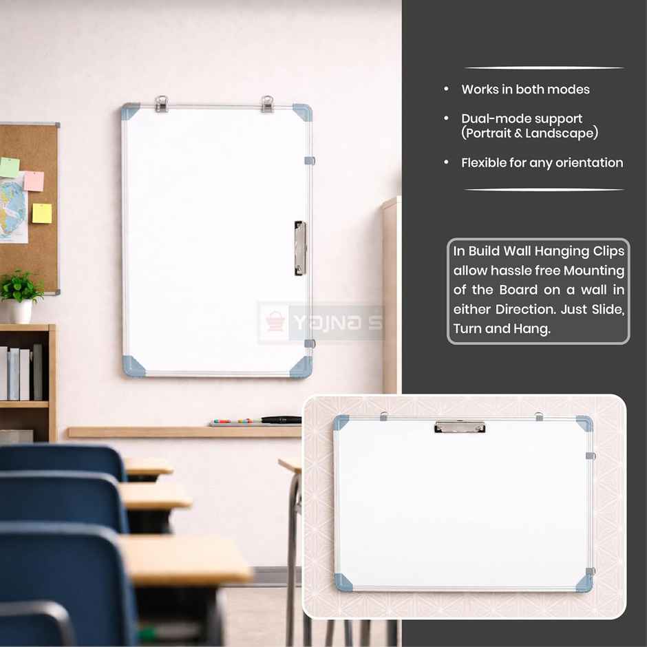 Yajnas Non-Magnetic Dry Erase White Board | 15 x 23 Inches | With Stand