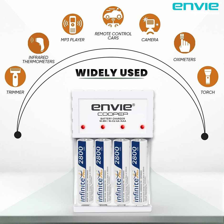 Envie (ECR 20 MC+4xAA2800) Standard Rechargeable Battery Charger for AA & AAA Ni-mh/Ni-Cd with Batteries