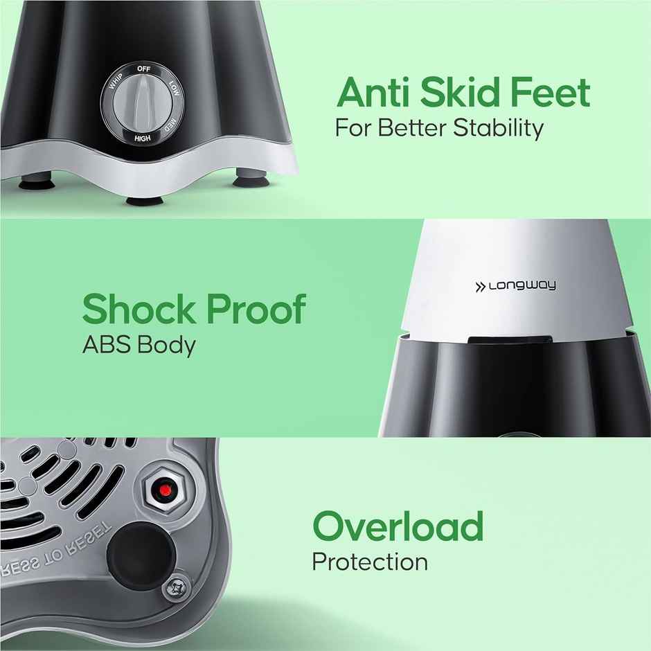 Super Dlx Up to 750W Max Output Juicer Mixer Grinder | 2 Years Warranty | 4 Jars | Black & Grey