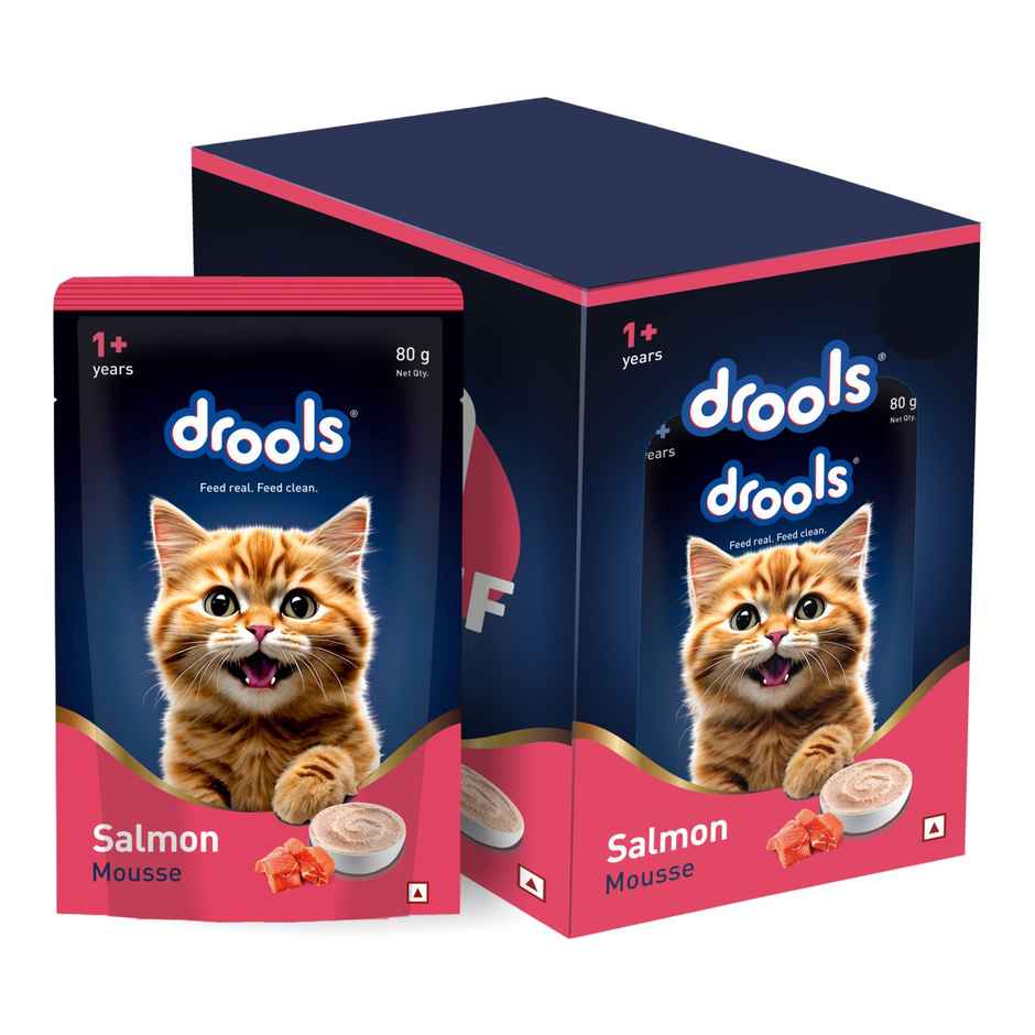 Drools Salmon Mousse Adult Cat Wet Food, 80g (4+1 Free Pack)
