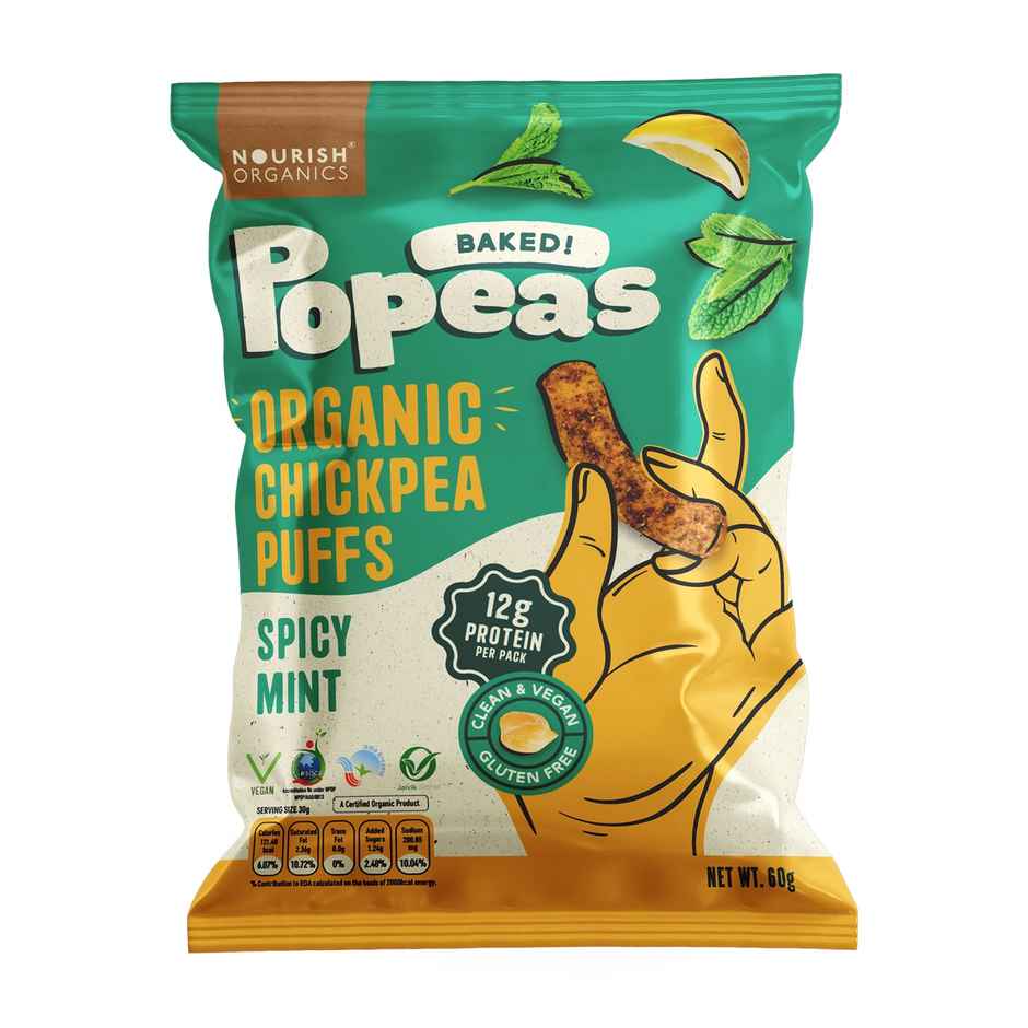 Nourish Organics Popeas Protein Puffs Spicy Mint