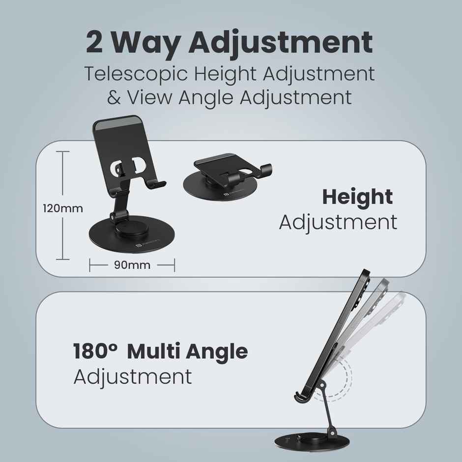 Portronics Mobot 4, 360 Degree Universal Mobile Holder - Black