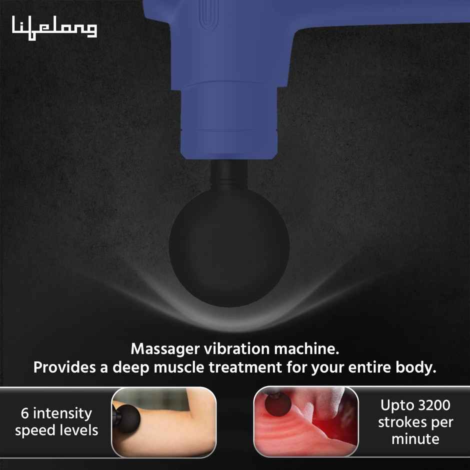Lifelong Rechargeable Gun Massager For Pain Relief With 6 Speed Setting For Muscle Massage(Llgm117)