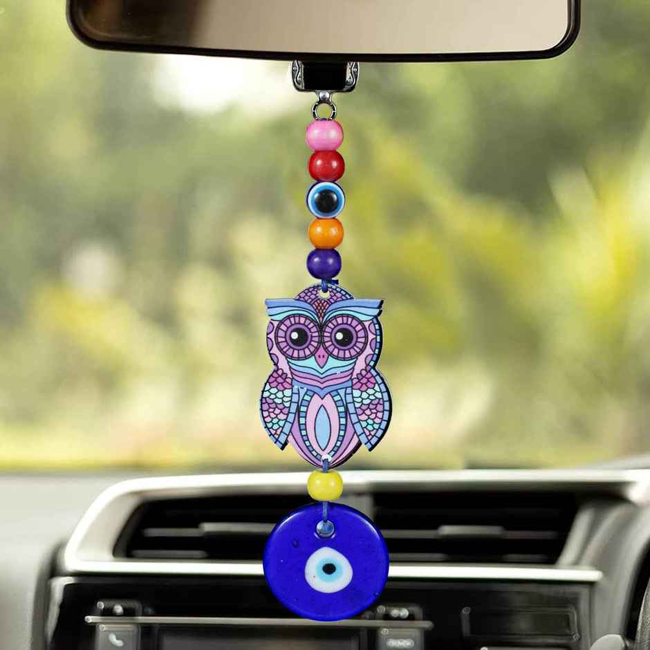 TIED RIBBONS Turkish Blue Evil Eye Owl Hangings | Multicolour
