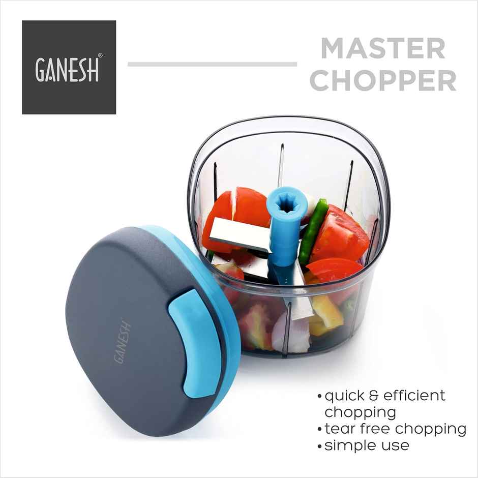 Ganesh Multipurpose Plastic Vegetable Master Chopper With 5 Blades (900 ml) - Color May Vary