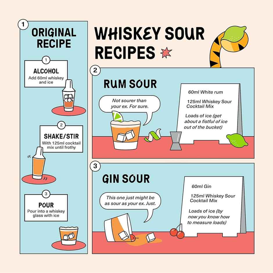 Tipsy Tiger Whiskey Sour Cocktail Mixer | Ready & Convenient