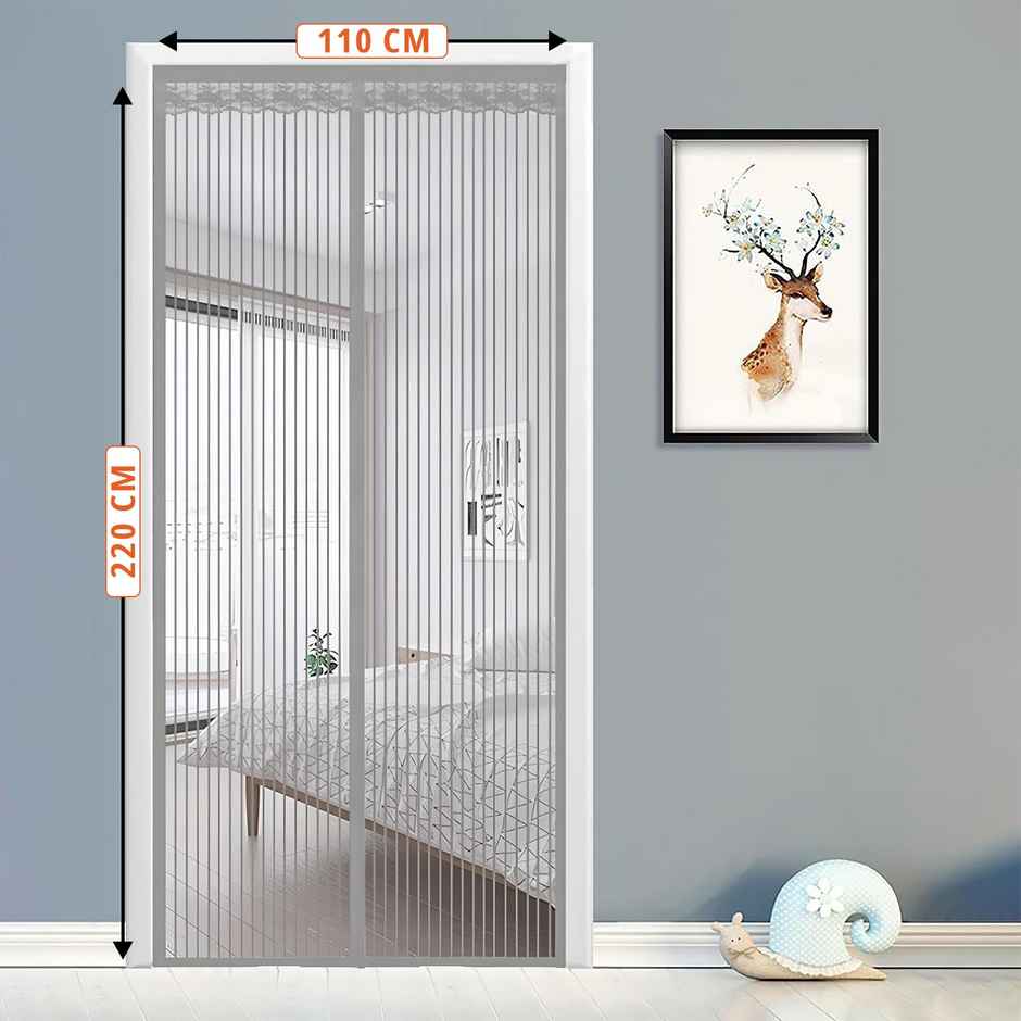 BonKaso Magnetic Mesh Curtain For Door/Window | Gray - 220 x 110 cm