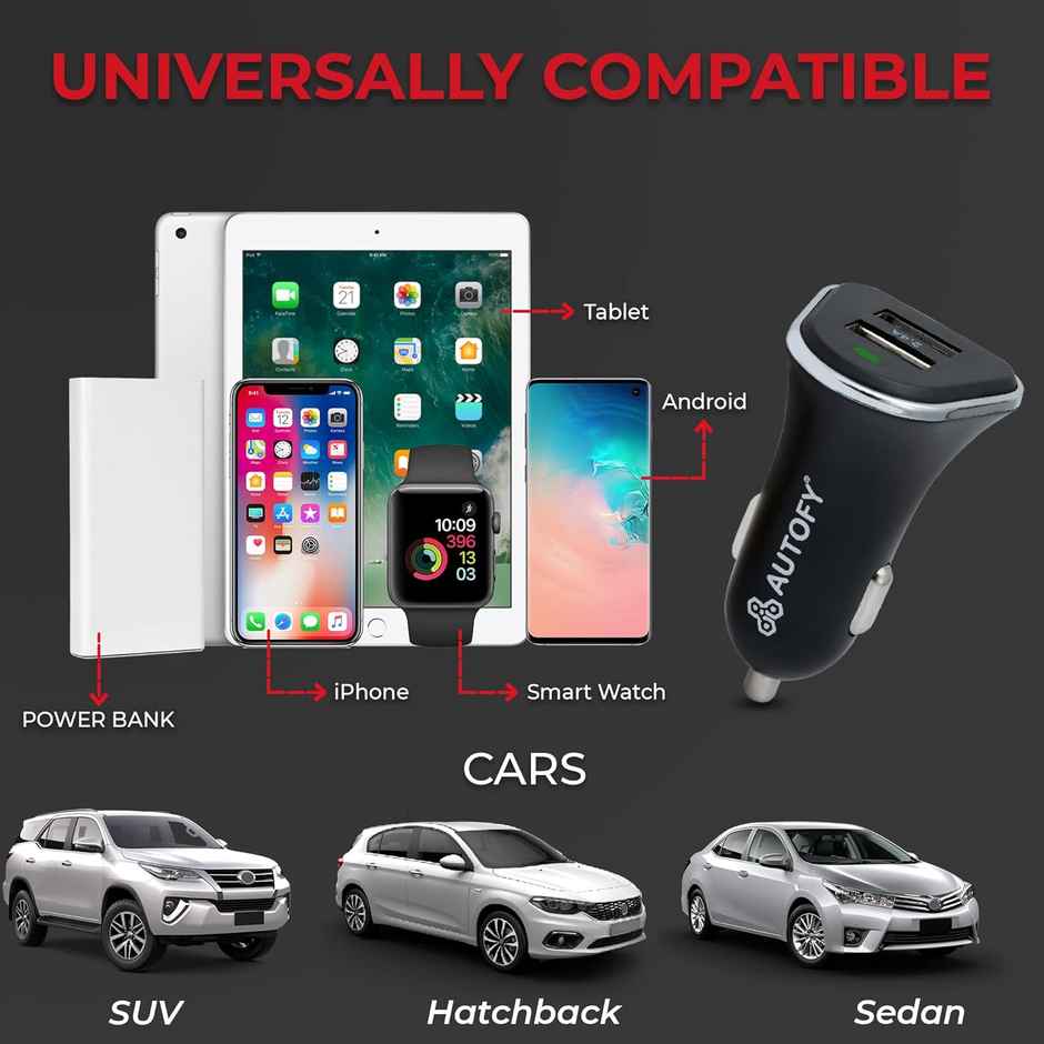 Autofy 24W Car Mobile Charger Quick Charge Dual Port Usb Fast Car Charger | Flare-I