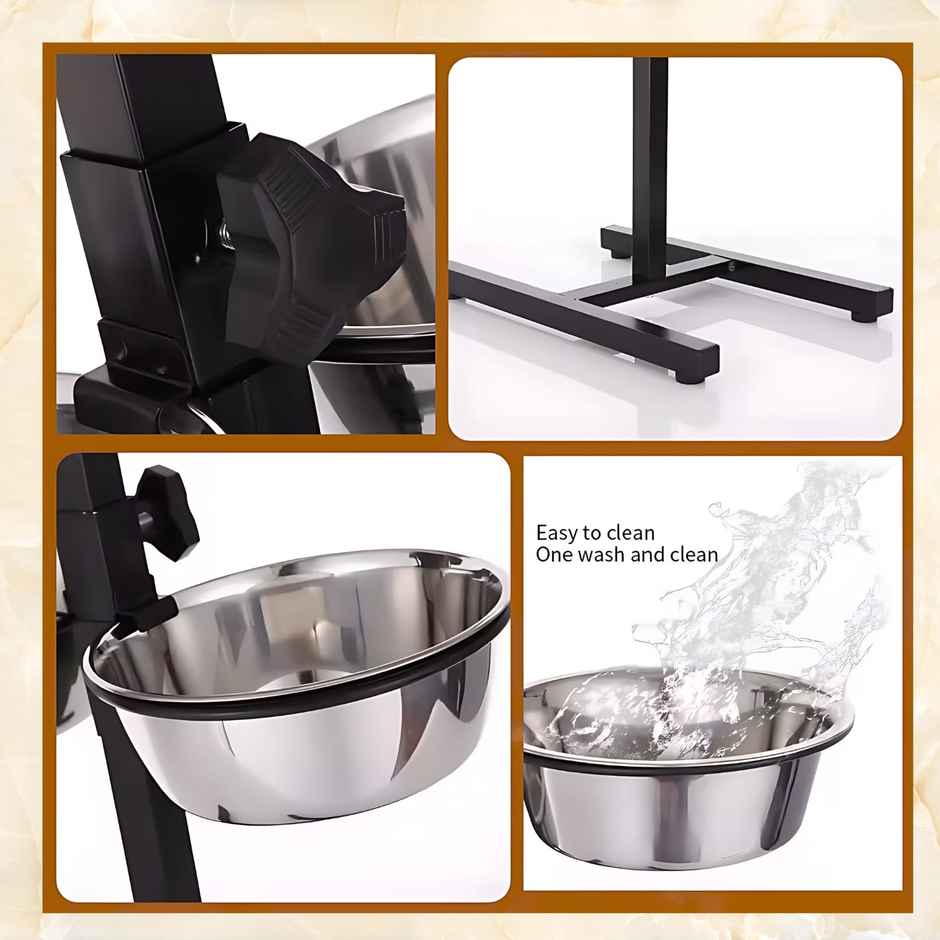 Pets Empire Adjustable Double Diner For Food & Water ( 2 X 4000Ml )