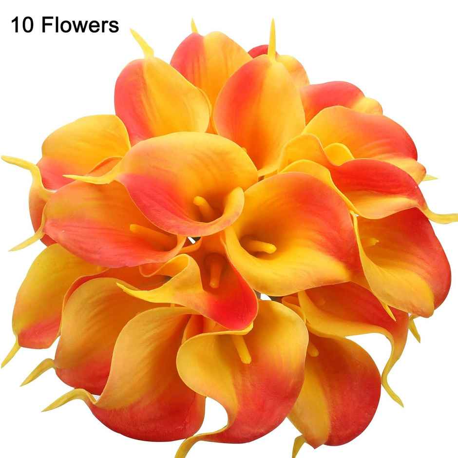 Artificial Calla Lily Flowers 10 pcs | 33 cm | Vase Not Included | Tied Ribbons