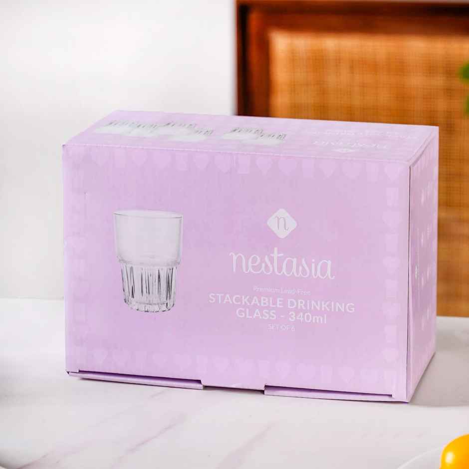 Nestasia Large Stackable Drinking Glass Tumblers | 340 ml