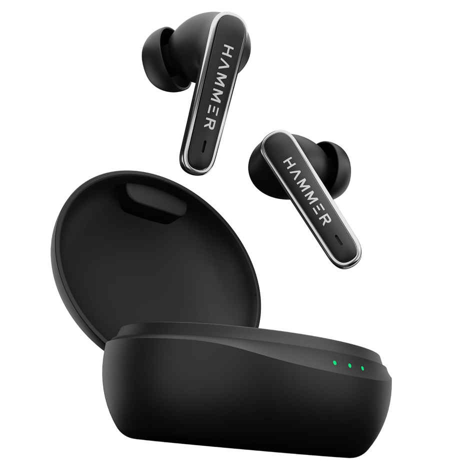 Hammer Airflow Lit True Wireless Earbuds With Upto 20H Playtime, Type-C Charging - Black