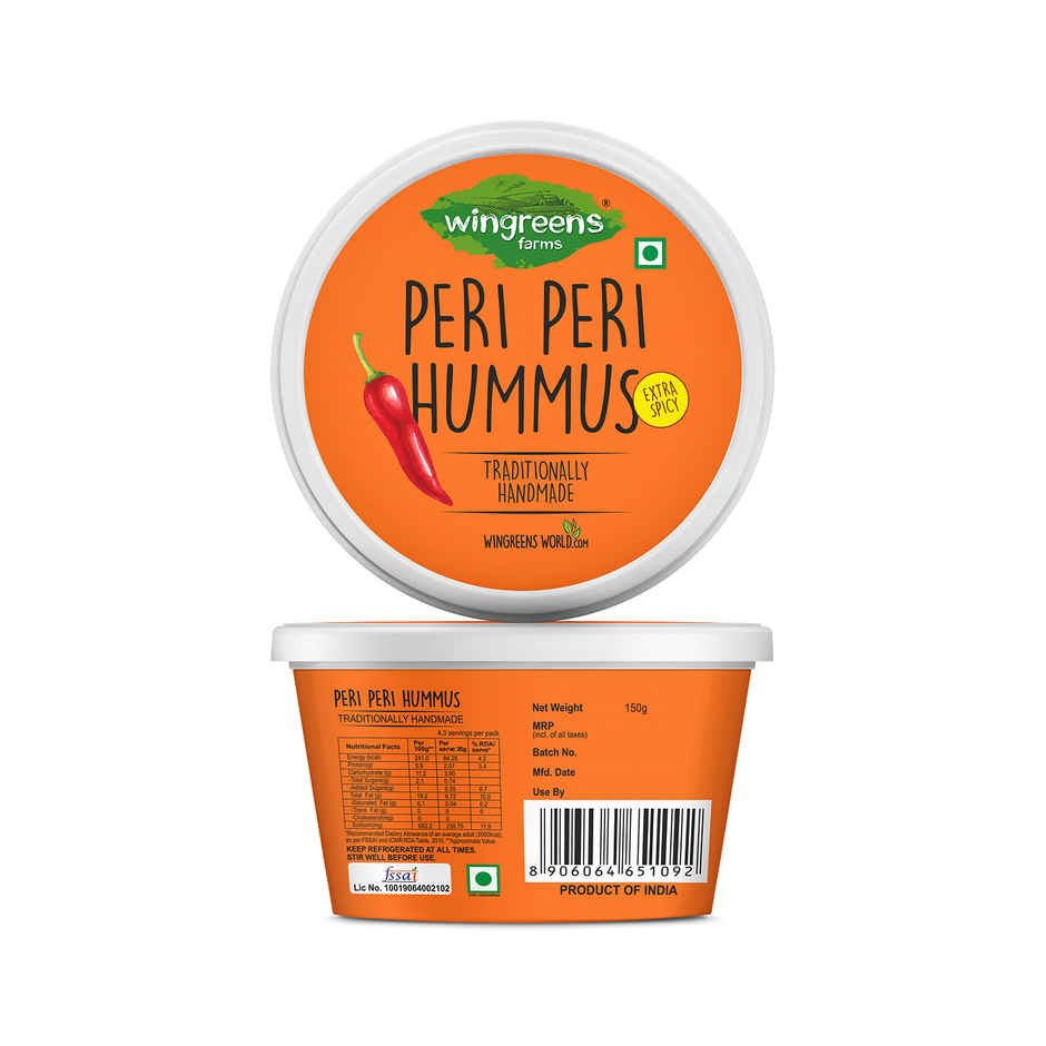 Wingreens Farms Peri Peri Hummus | Hummus Dip | Peri Peri Dip