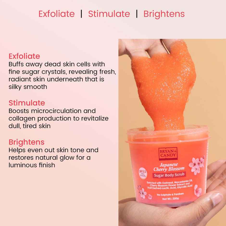 Bryan & Candy Cherry Blossom Sugar Body Scrub Ph 5.5 For Tan Removal And Exfoliation