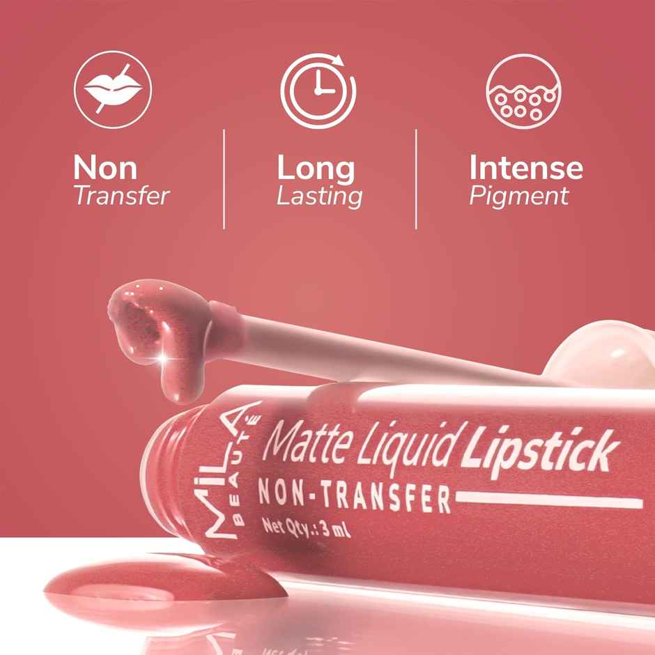 Mila Beaute Liquid Lipstick Set of 3 Non-Transfer | Matte | Hydrating | Mauves & Pinks