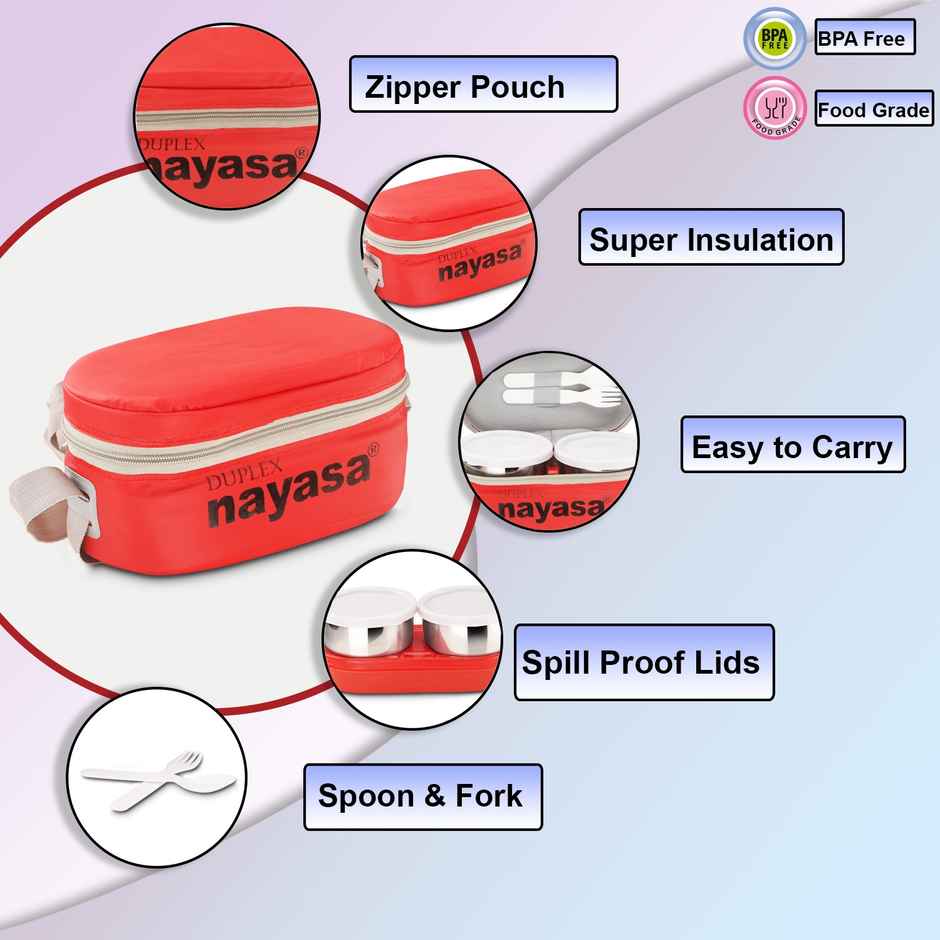 Nayasa Duplex Dlx Lunch Box Red