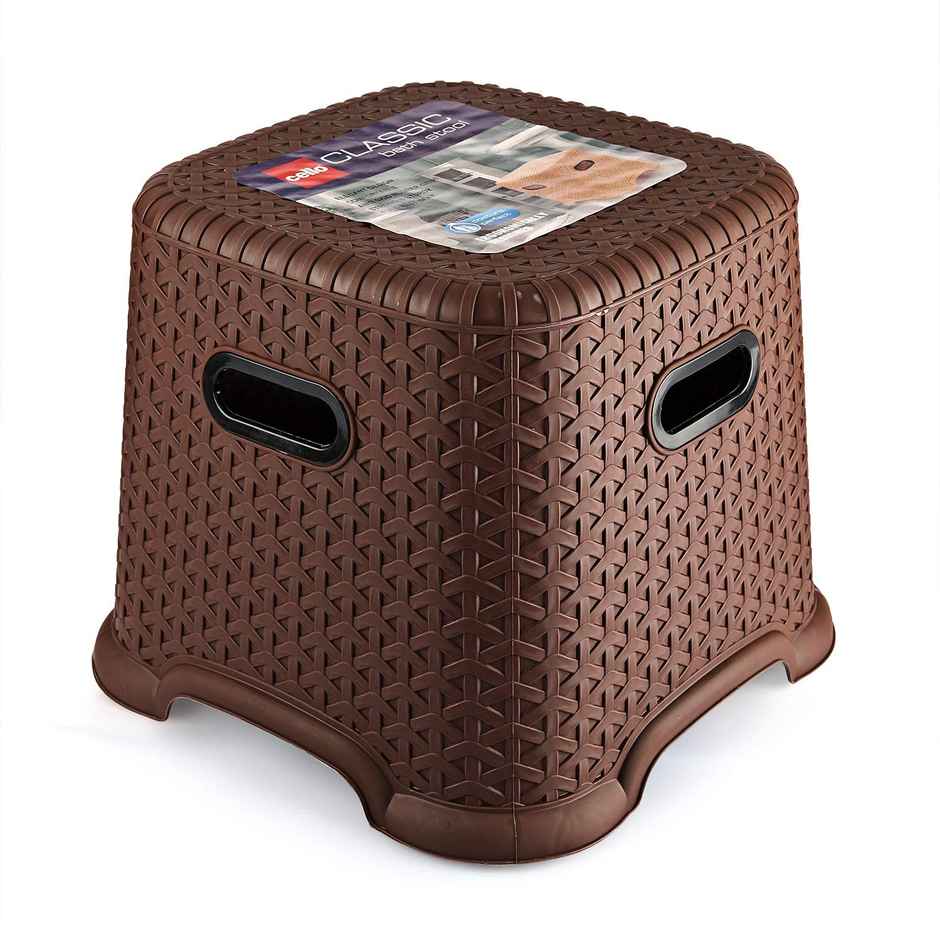Cello Classic Perfect Posture Small Plastic Stool, Brown | Lightweight Plastic Stool for Sittng