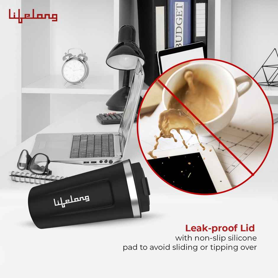 Lifelong Insulated Mug,Vacuum Insulated Temperature , 8 Hours Hot and 14 Hours Cold, 510 ml, Black