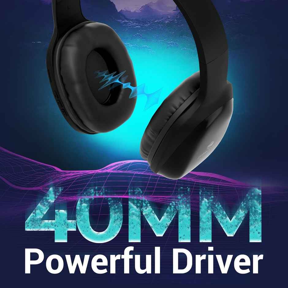 Zebronics Zeb Thunder Pro On-Ear Bluetooth Wireless Headphone With 60 Hrs Playback BT v5.0, 40MM Driver, USB-C Type Charging - Black