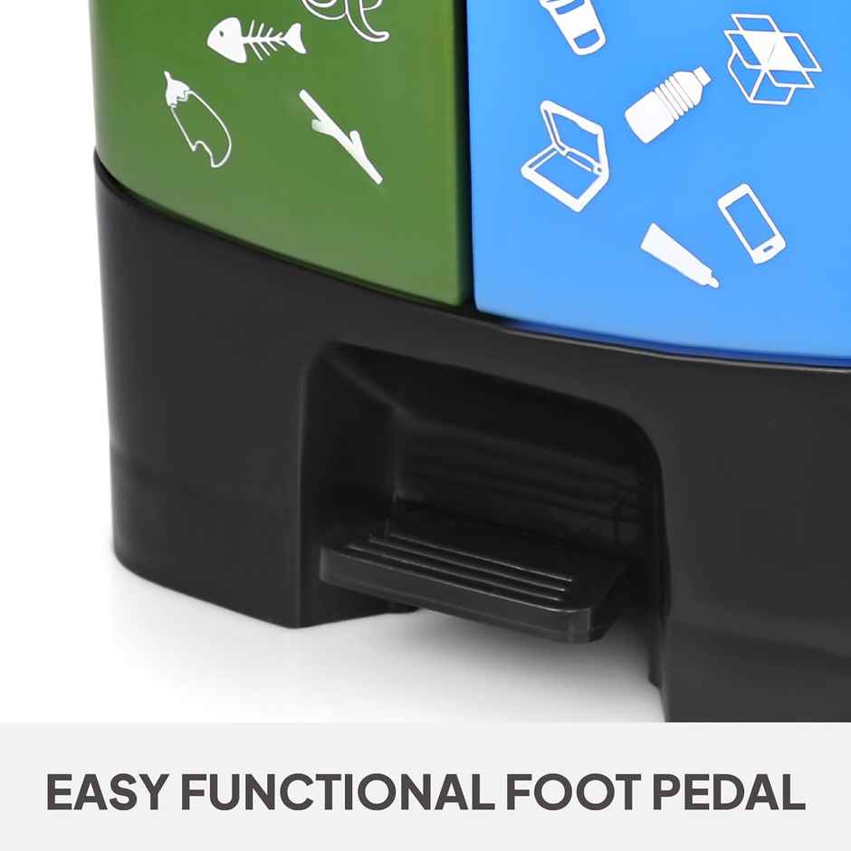 Cello Duo Plastic Step-On Pedal Dustbin for Wet and Dry Waste | 2 In 1 Dustbin Trash/Garbage Bins