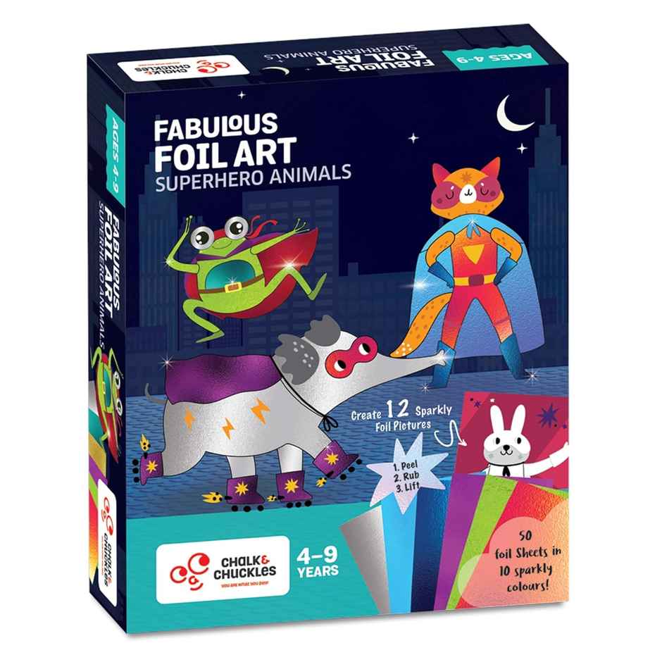 Chalk And Chuckles Fabulous Foil Art-Superhero Animals Craft Kit