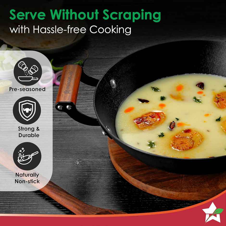 Wonderchef Pre-Seasoned Ferro Light 28Cm Kadhai | 3.2L