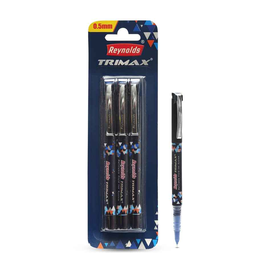 Reynolds Trimax Roller Ball Pen Set |3 Blue Pens