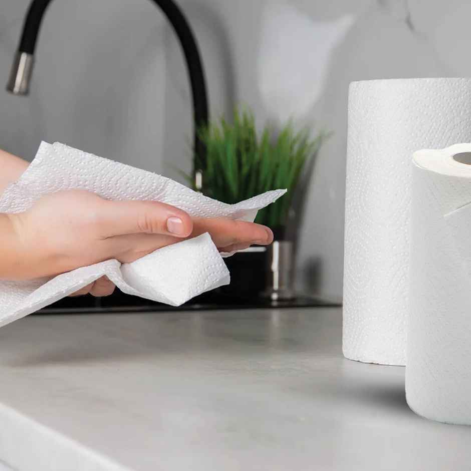 Ezee Kitchen Tissue Paper Towel Roll - 4 Rolls - 400 Sheets - 2ply