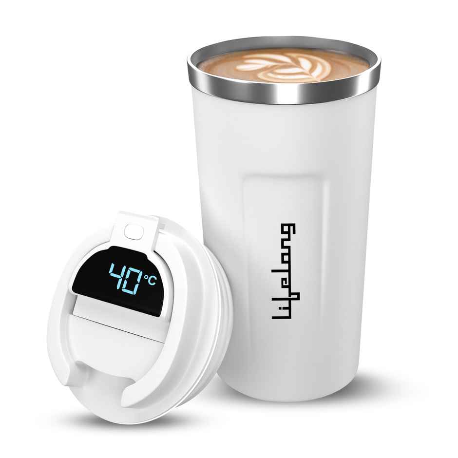 Lifelong Insulated Mug With Temperature Display 510 ml | White | Stainless Steel