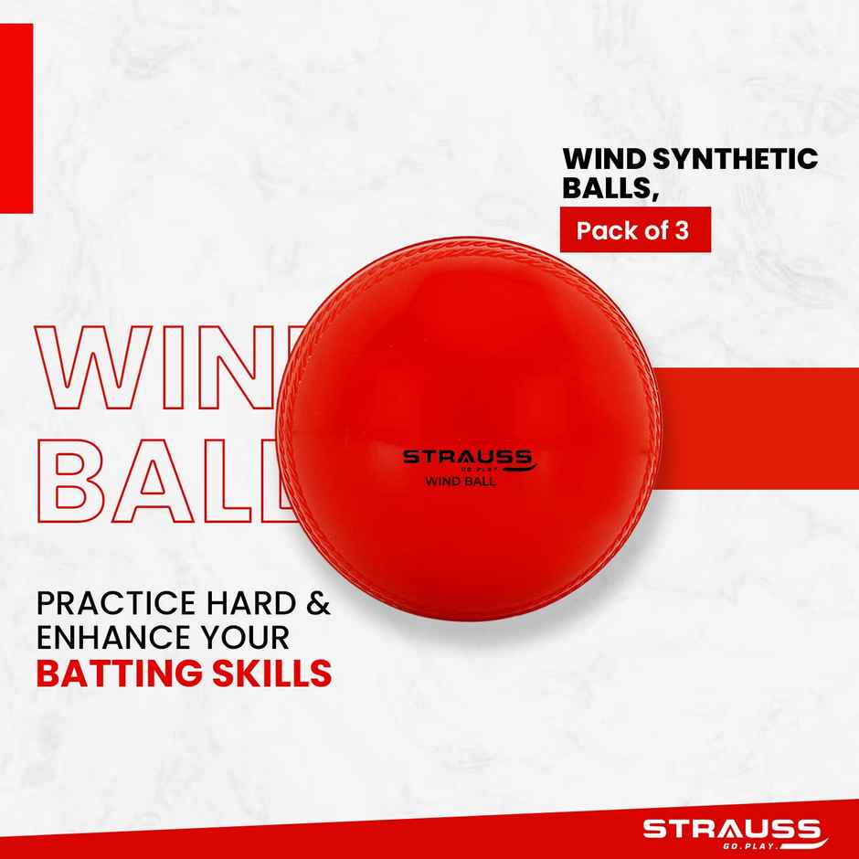 Strauss Wind Synthetic balls, Pack of 3, (Red, White and Pink)