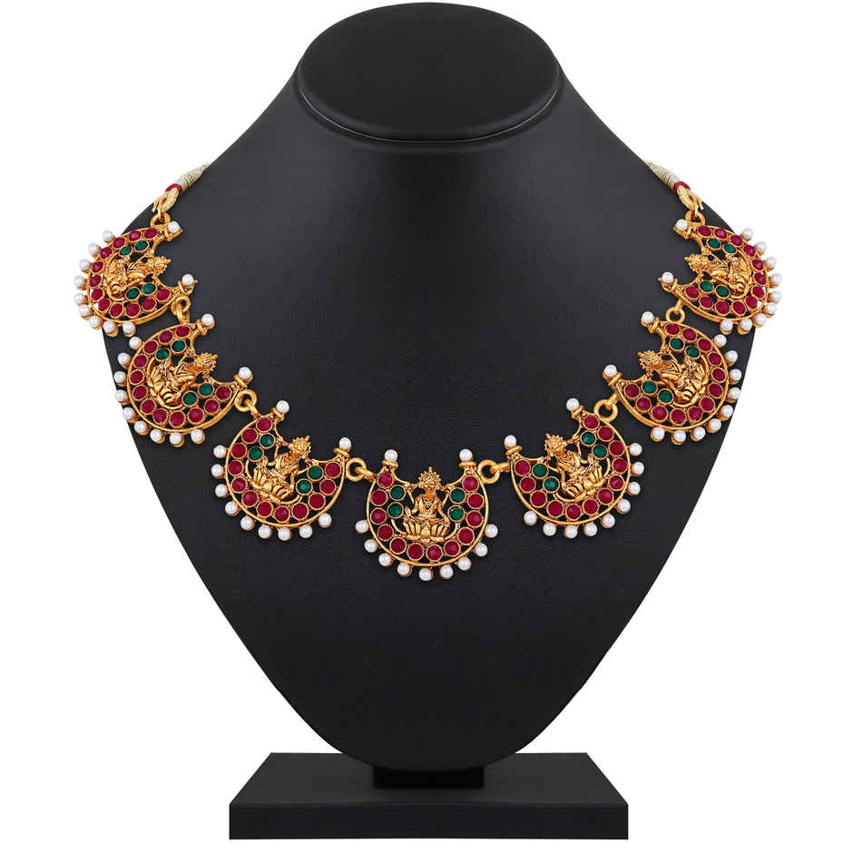 Shining Diva Fashion Temple Design Traditional Choker Gold Plated Jewellery Set for Women | 10653s