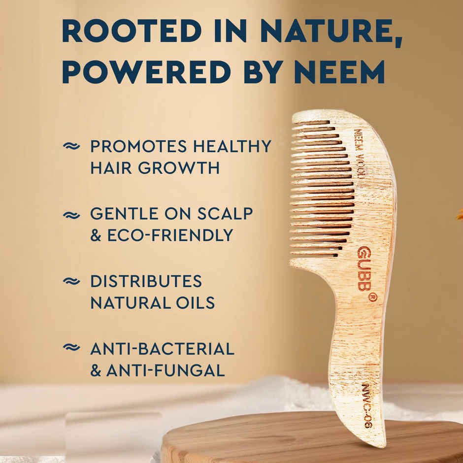 GUBB Small Handle Neem Wood Comb