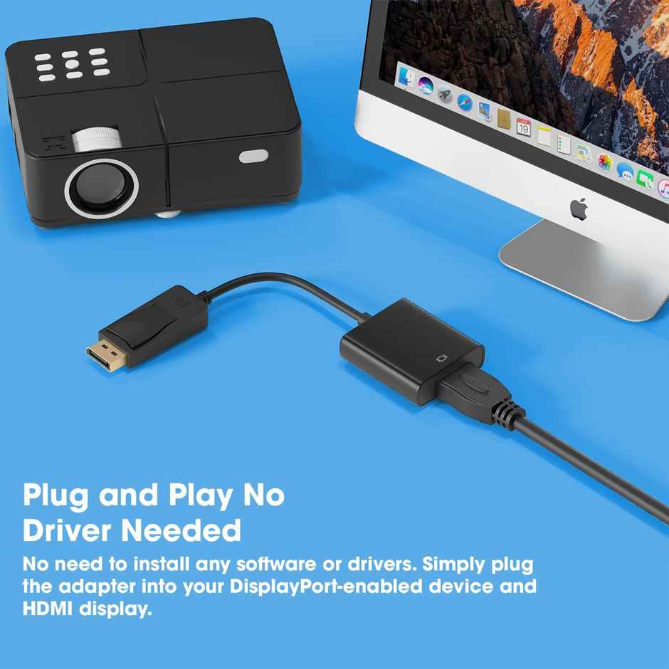 Sounce Display Port to HDMI Adapter, 1080p Display Port DP to HDMI Cable Male to Female Port Support Video & Audio Compatible with Computer, PC, Monitor, Projector, HDTV (Not Bidirectional)