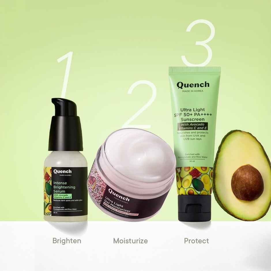 Quench Bravocado Intense Brightening Korean Serum with 2% Niacinamide for Pigmentation and Dark Spots