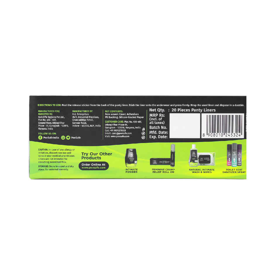 Pee Safe Aloe Vera Panty Liners | Extra Large | 20N