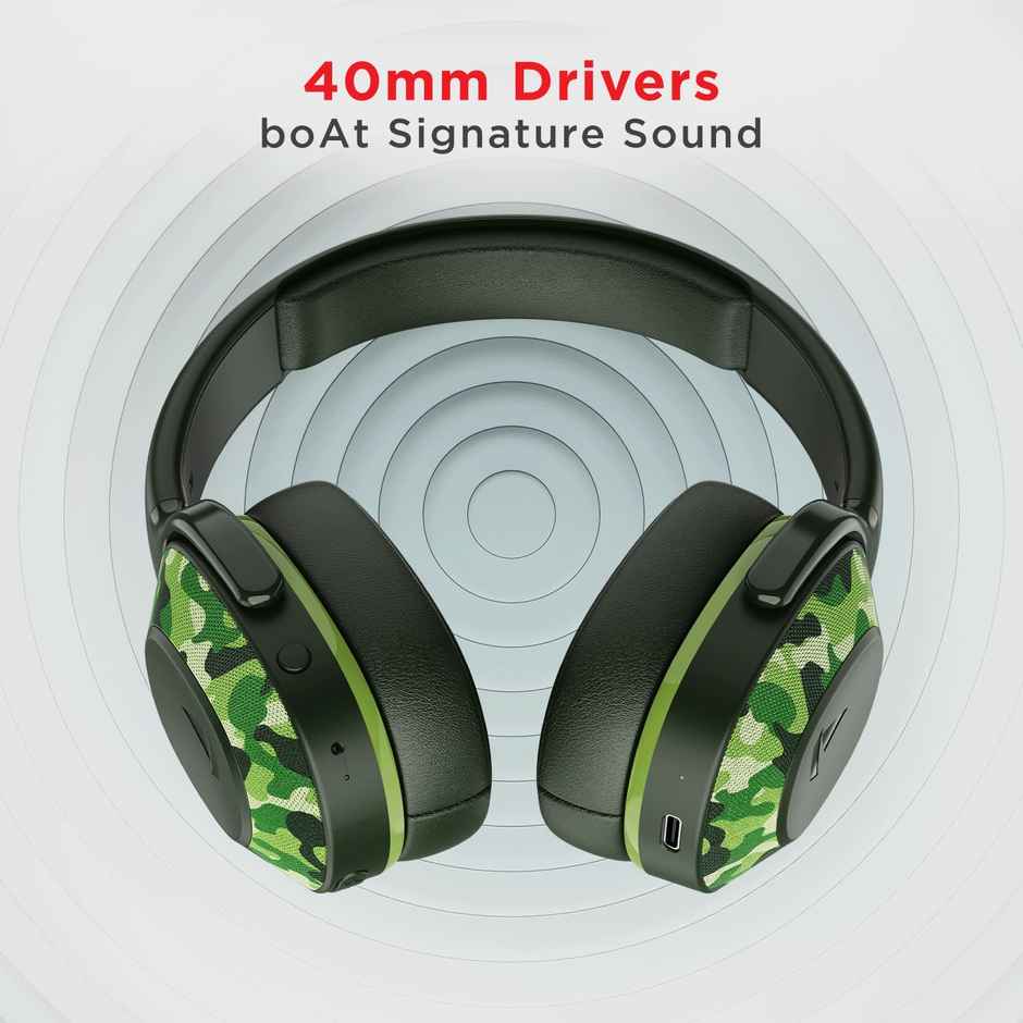 boAt Rockerz 425 Bluetooth Wireless On Ear Headphones Signature Sound, ENx Tech(Army Green)