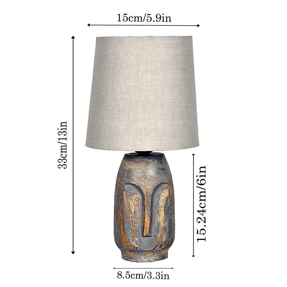 Homesake Small Retro Teardrop Table Lamp | Wood Grain Farmhouse | Bedroom & Living Room | Gray