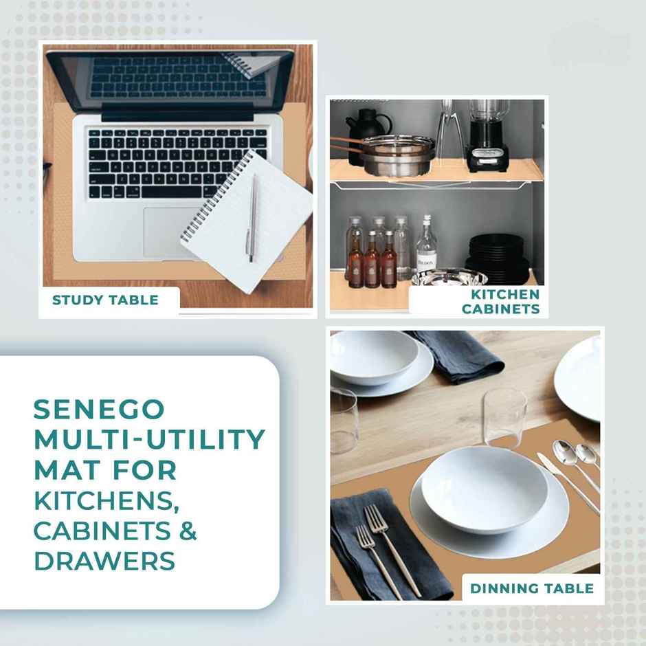 Senego Anti Slip Mat 5m, Shelf Liner Mat for Kitchen/Cupboard/Drawers/Bathroom (45 cm x 5 m), Beige
