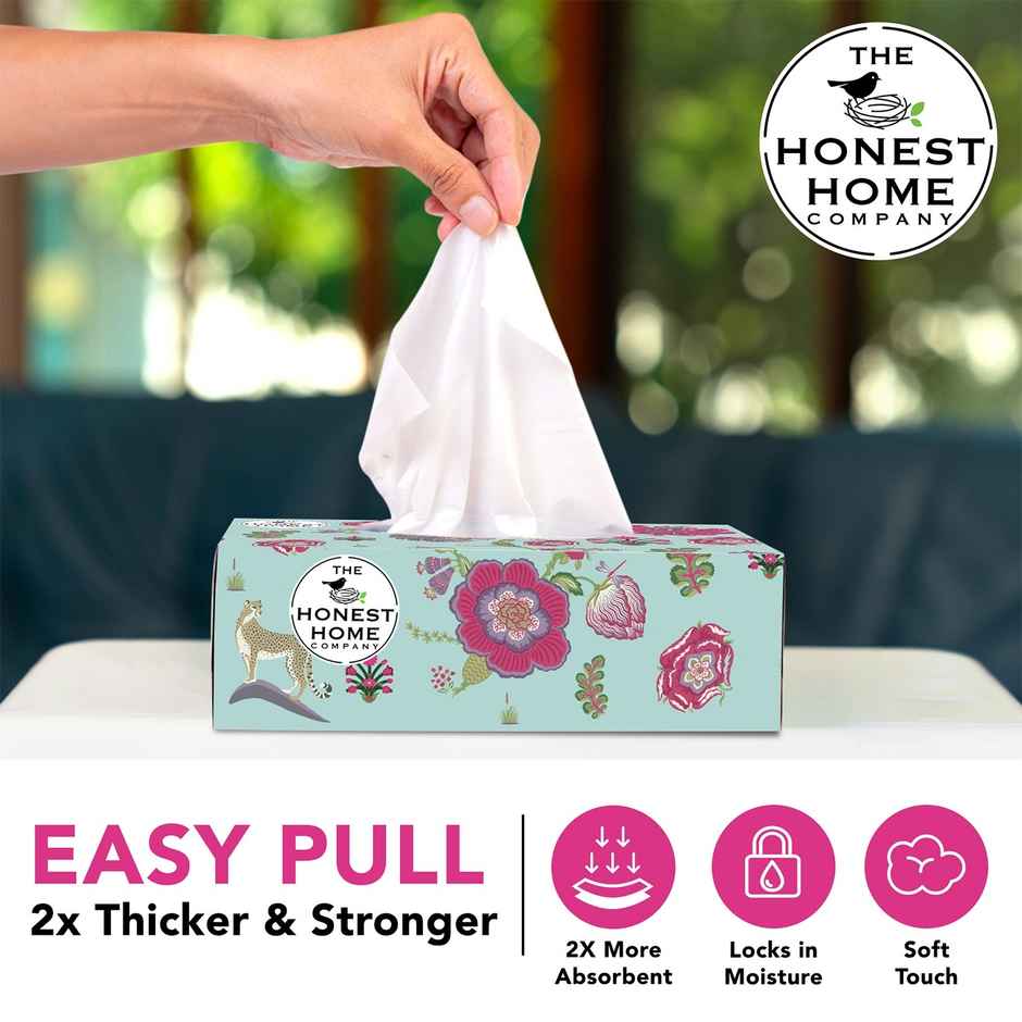 The Honest Home Company Face Tissue 2 Ply | 100 Pulls | Festive Blue