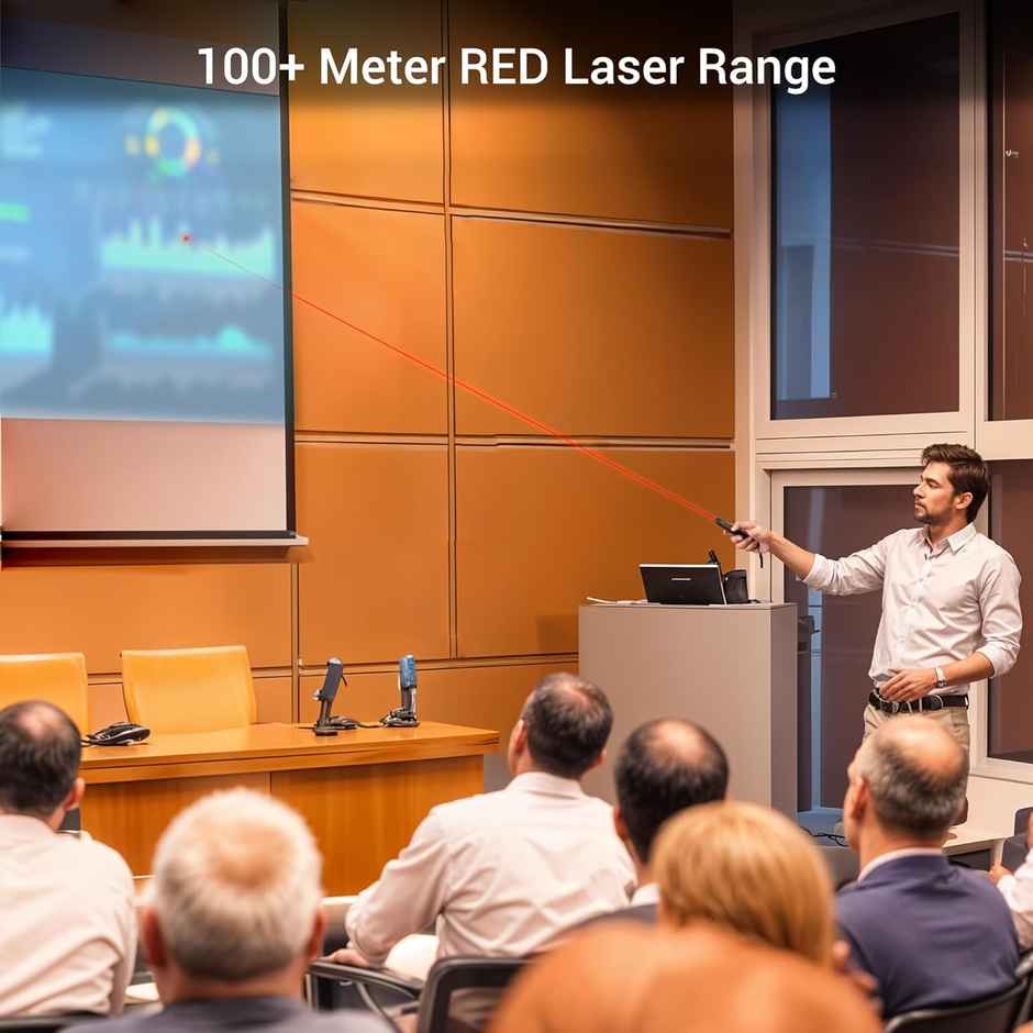 Zebronics PP100, 2.4GHz Wireless LASER Pointer, Power Point Slide Changer, Page Flip Buttons, RED LASER, 10m Wireless Range + 100m LASER Range, Multi - OS | Software Compatible - Black