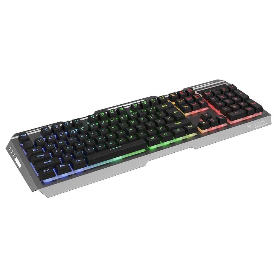 Zebronics Transformer Gaming Keyboard and Mouse Combo,Braided Cable,Durable Al body,Multimedia keys and Gaming Mouse with 6 Buttons, Multi-Color LED Lights, High-Resolution Sensor with 3200 DPI - Black