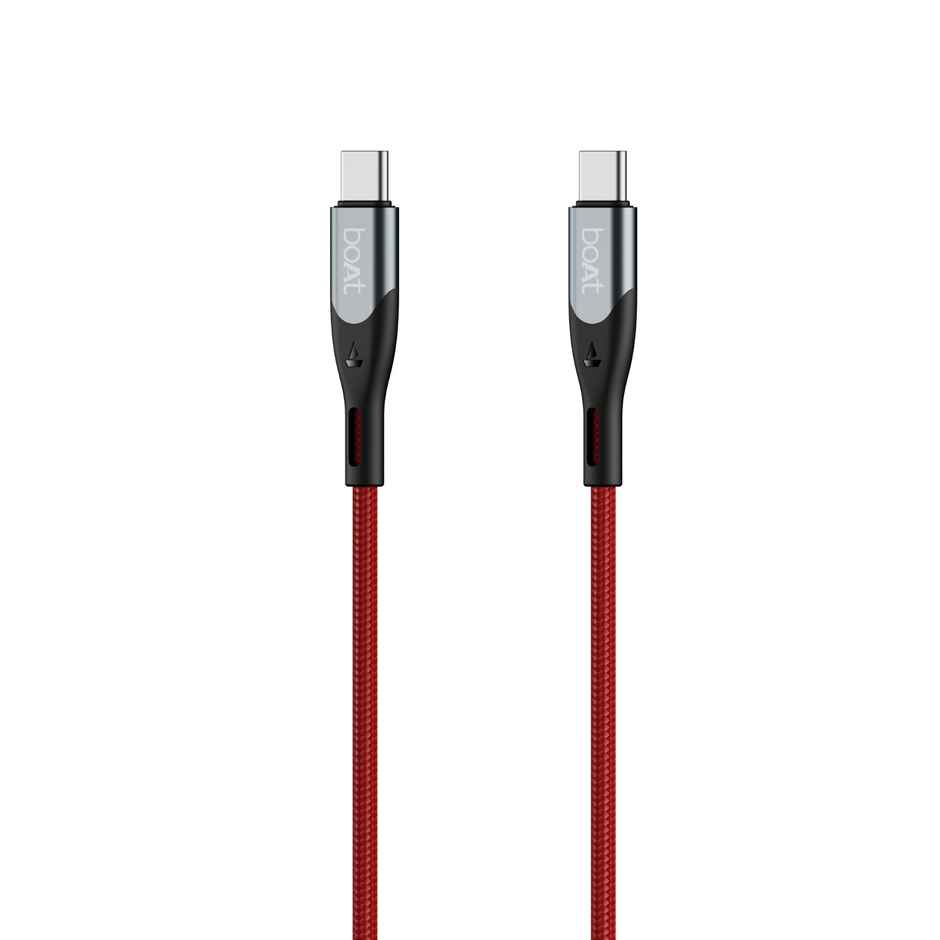 boAt Type C to C 65W Cable w/480 Mbps Data Sync and 65W PD, PPS AND QC support. | Martian Red